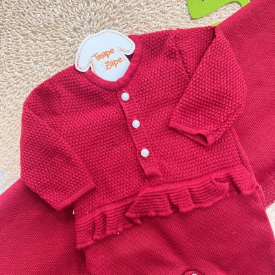 Saída de Maternidade Fofinho - Macacão com Babadinho - Vermelho